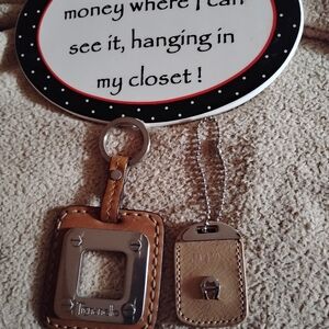 Tan Leather Keychain Set